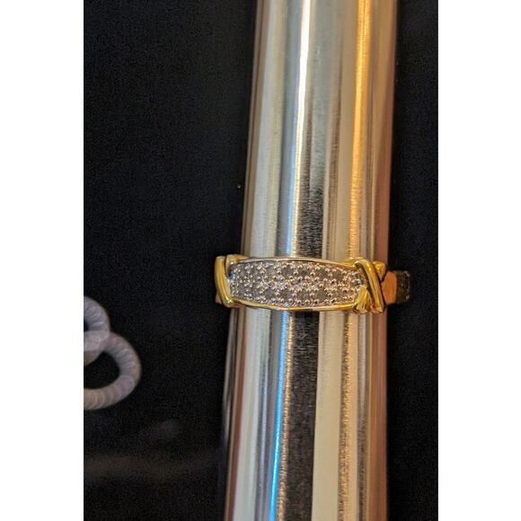 925 Yellow Tone X Possible Diamond Band Ring Size 10 - Picture 4 of 8
